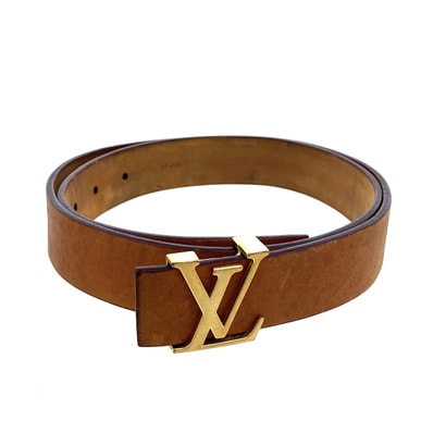LOUIS VUITTON ルイ・ヴィトン サンチュール イニシアル ベルト M6901U レザー ブラウン ユニセックス【中古】