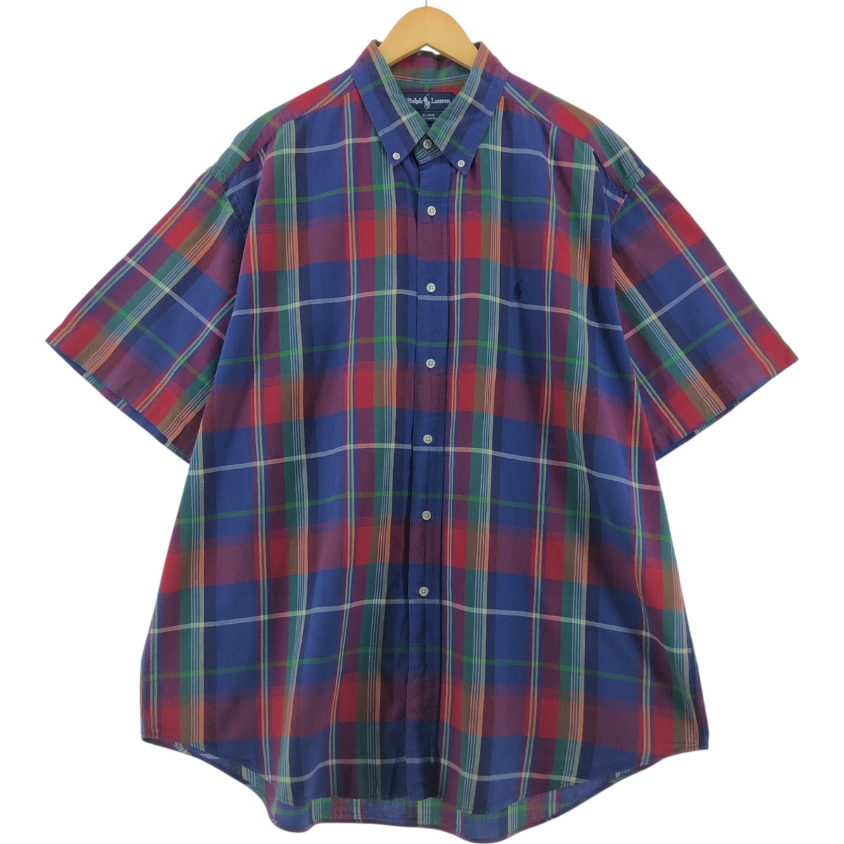 古着 ラルフローレン Ralph Lauren BLAKE 半袖 ボタンダウン チェックシャツ メンズXXL相当/eaa535673