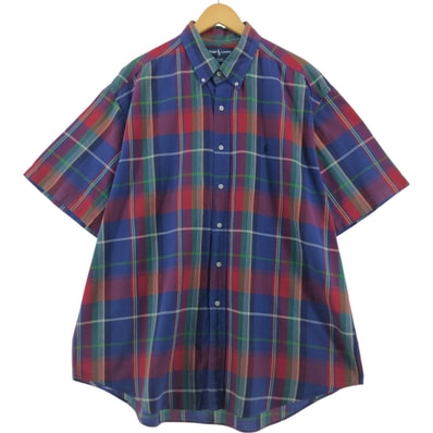 古着 ラルフローレン Ralph Lauren BLAKE 半袖 ボタンダウン チェックシャツ メンズXXL相当/eaa535673