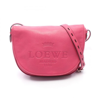 ロエベ LOEWE ヘリテージ サッチェル ショルダーバッグ バッグ レザー レディース ピンク系 【中古】