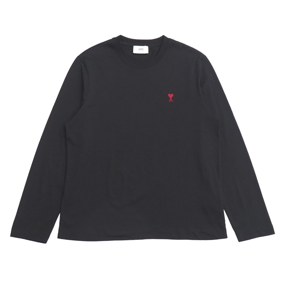 ■美品■ami alexandre mattiussi アミアレクサンドルマテュッシ ブラック コットン 長袖 Tシャツ Ami de Coeur 長袖Tシャツ サイズXXL クルーネック ロゴ刺繍 ブランド古着【中古】20260911/RB0917