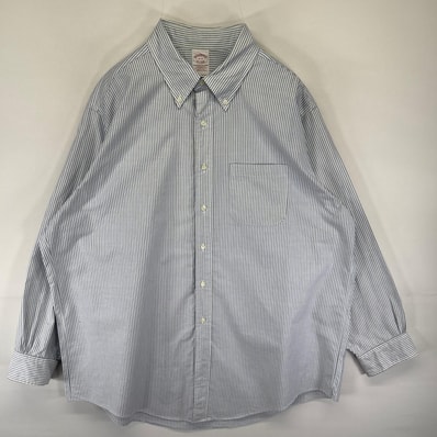 古着 90's/90年代 ブルックスブラザーズ Brooks Brothers USA製 長袖シャツ 1818 ストライプ 2XL ブルー系 ストライプ メンズ