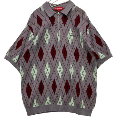 Supreme シュプリーム 21AW Argyle Zip Polo Mサイズ RN101837 グレー×レッド