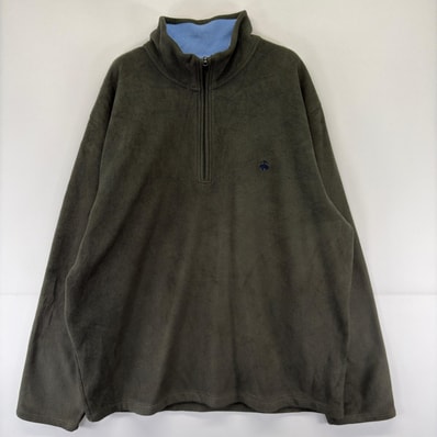 古着 ブルックスブラザーズ Brooks Brothers フリースジャケット ハーフジップ ワンポイント 刺繍 トレーナー 2XL グリーン系 メンズ