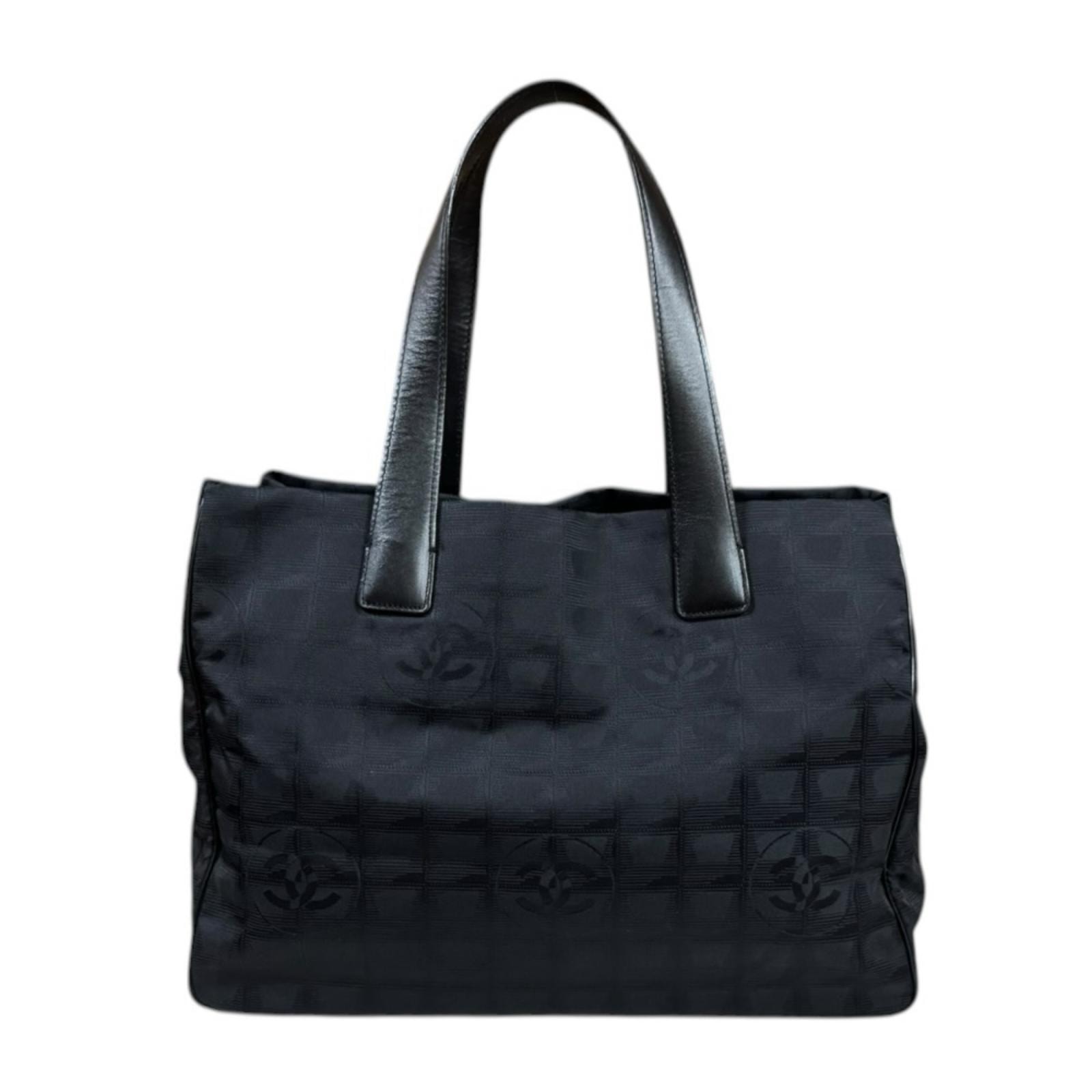 シャネル トートMM ニュートラベル トートバッグ ナイロンジャガード A15991 ブラック レディース CHANEL  中古