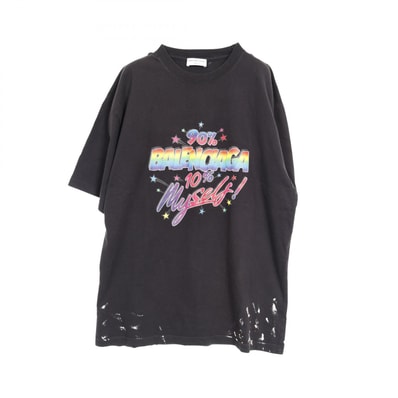 バレンシアガ BALENCIAGA カットソー 衣料品 トップス コットン メンズ レディース ブラック系 / マルチカラー 【中古】