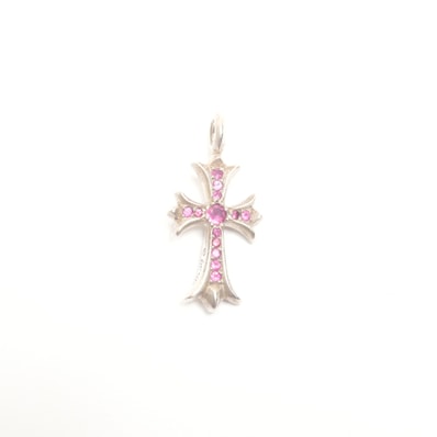 Chrome Hearts Tiny Fat Cross Pink Sapphire Charm "Silver"