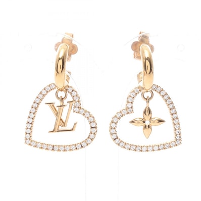 ルイ・ヴィトン LOUIS VUITTON マイLVハート ピアス ジュエリー GP(ゴールドメッキ) ラインストーン レディース ゴールド系 / クリア系 M02308 【中古】