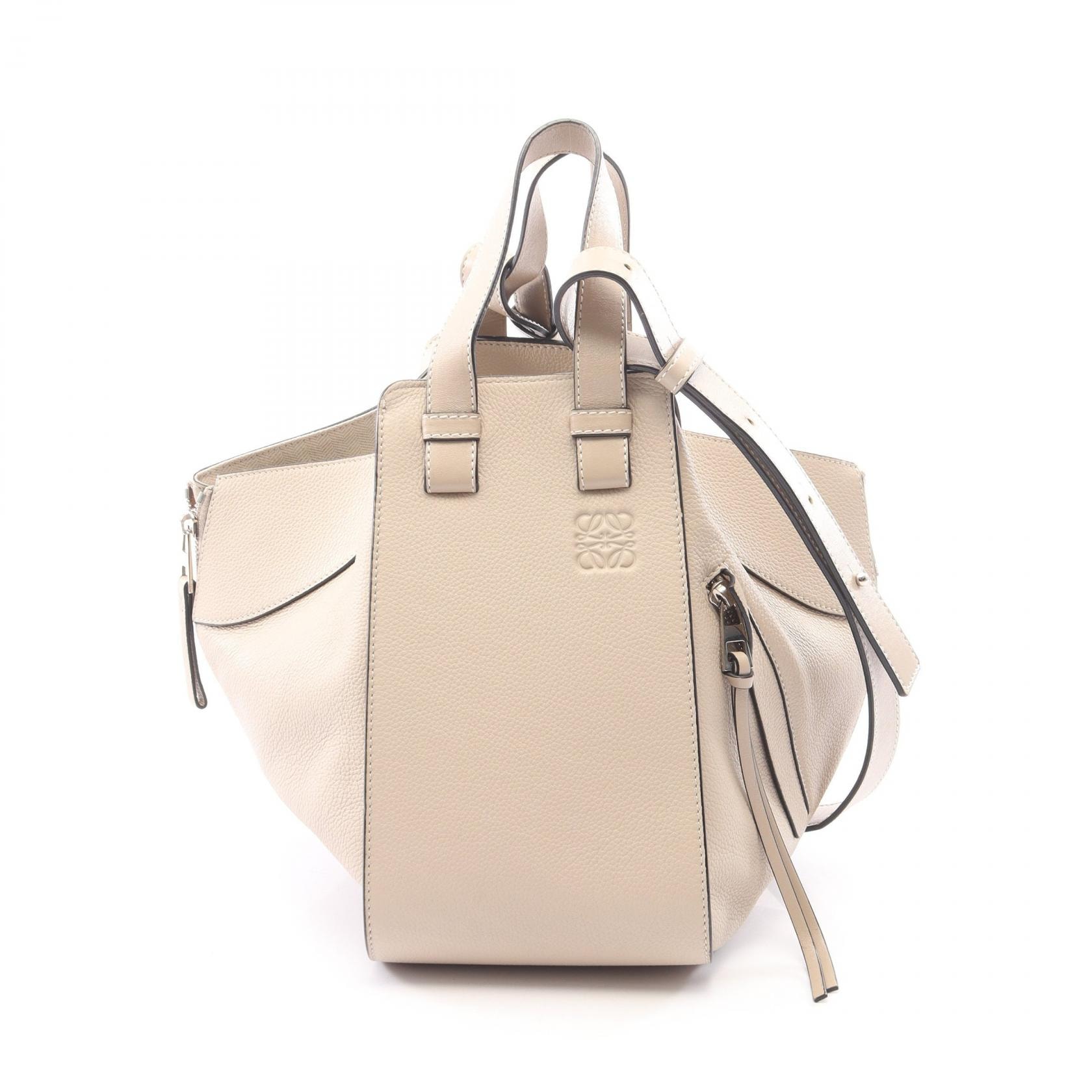 ロエベ LOEWE HAMMOCK SMALL ハンモック スモール 2WAY ハンドバッグ バッグ レザー レディース ベージュ系 【中古】