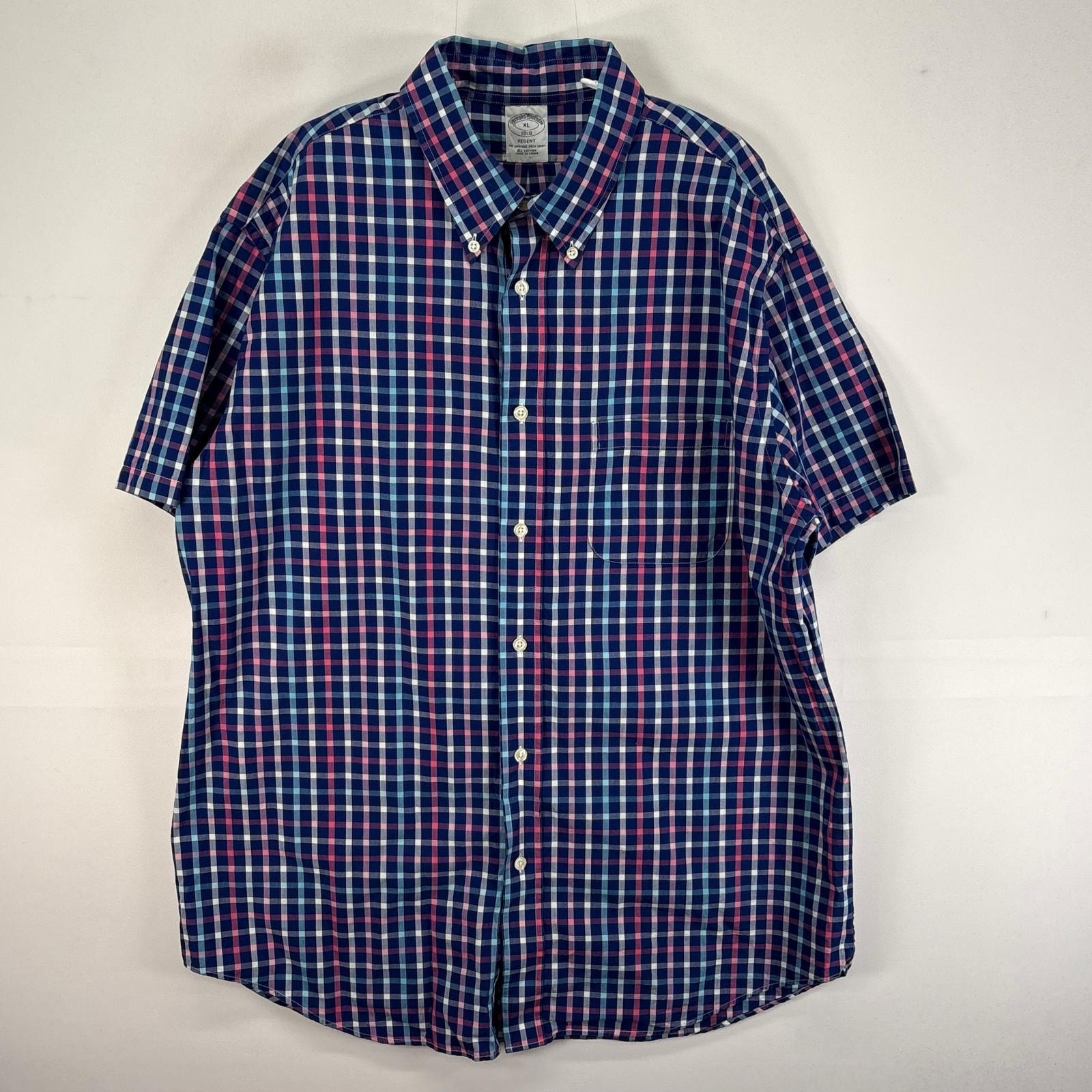 古着 ブルックスブラザーズ Brooks Brothers 半袖シャツ 胸ポケ REGENT 1818 XL  ネイビー系 チェック メンズ