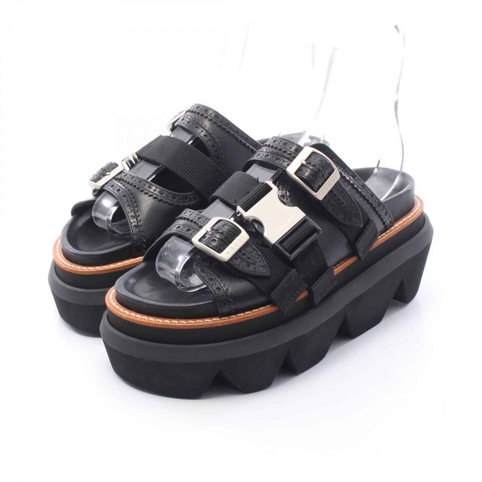 サカイ Sacai 厚底 サンダル 靴 レザー レディース ブラック系 【中古】