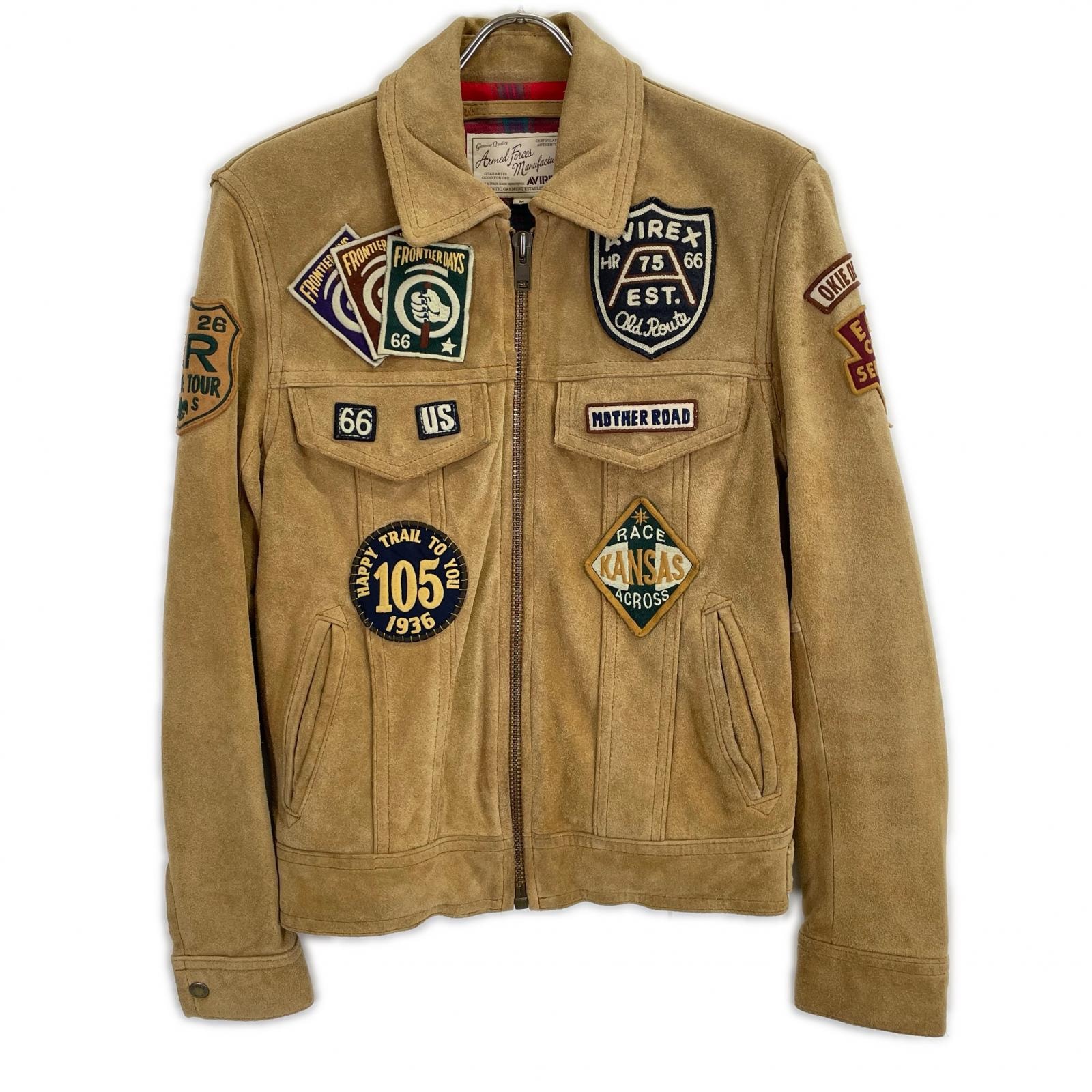 アヴィレックス 6121008 キャメル カーフレザー パッチジャケット M