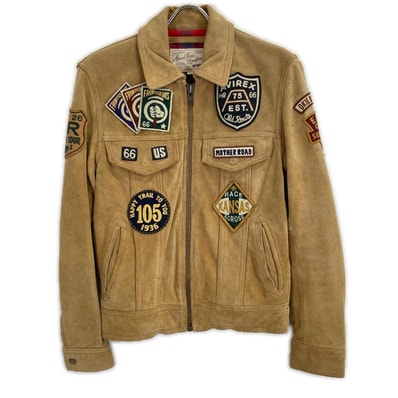 アヴィレックス 6121008 キャメル カーフレザー パッチジャケット M