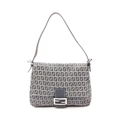 フェンディ FENDI マンマバケット ショルダーバッグ バッグ キャンバス レザー レディース グレー系 / ネイビー系 26325 【中古】