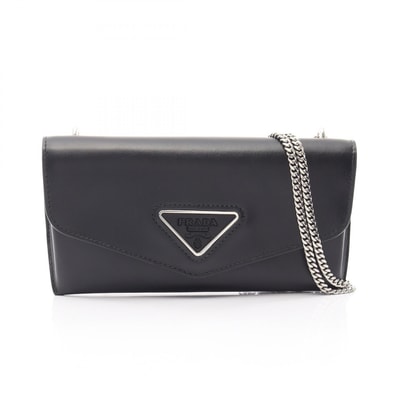 プラダ PRADA トライアングル ミニ ショルダーバッグ バッグ レザー レディース ブラック系 1NR001 【中古】