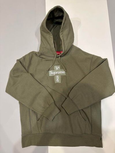 Supreme Cross Box Logo Hooded Sweatshirt "Light Olive"