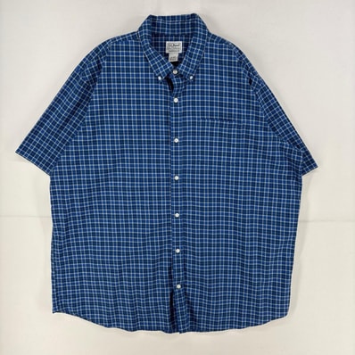 古着 エルエルビーン L.L.Bean 半袖シャツ 大きいサイズ 胸ポケット ボタンダウン 2XL ブルー系 メンズ