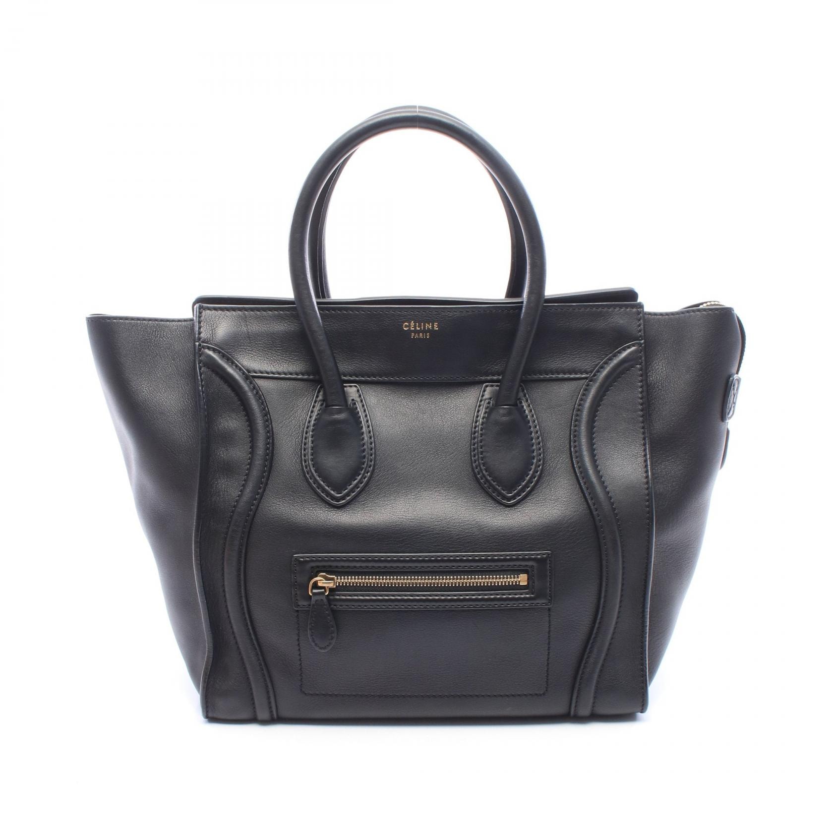 セリーヌ CELINE ラゲージ ミニショッパー ハンドバッグ バッグ レザー レディース ブラック系 165213 【中古】