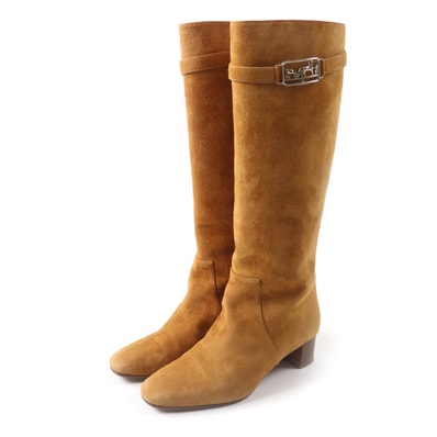 美品 エルメス
ロングブーツ ヴェルサイユ ライトブラウン レディース 36