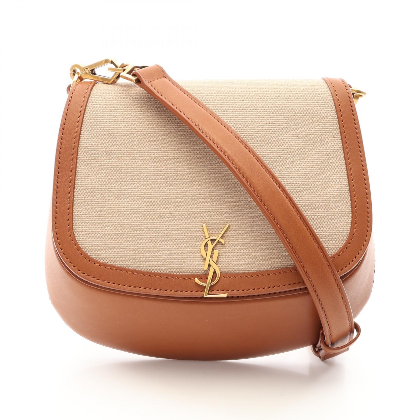 サンローランパリ SAINT LAURENT PARIS ヴォルテール ショルダーバッグ バッグ キャンバス レザー レディース ベージュ系 / ブラウン系 【中古】
