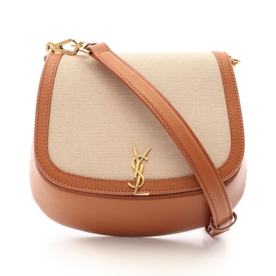 サンローランパリ SAINT LAURENT PARIS ヴォルテール ショルダーバッグ バッグ キャンバス レザー レディース ベージュ系 / ブラウン系 【中古】