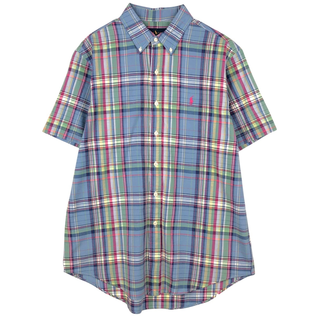 古着 ラルフローレン Ralph Lauren RALPH LAUREN オンブレチェック 半袖 ボタンダウン チェックシャツ メンズL相当/eaa623625