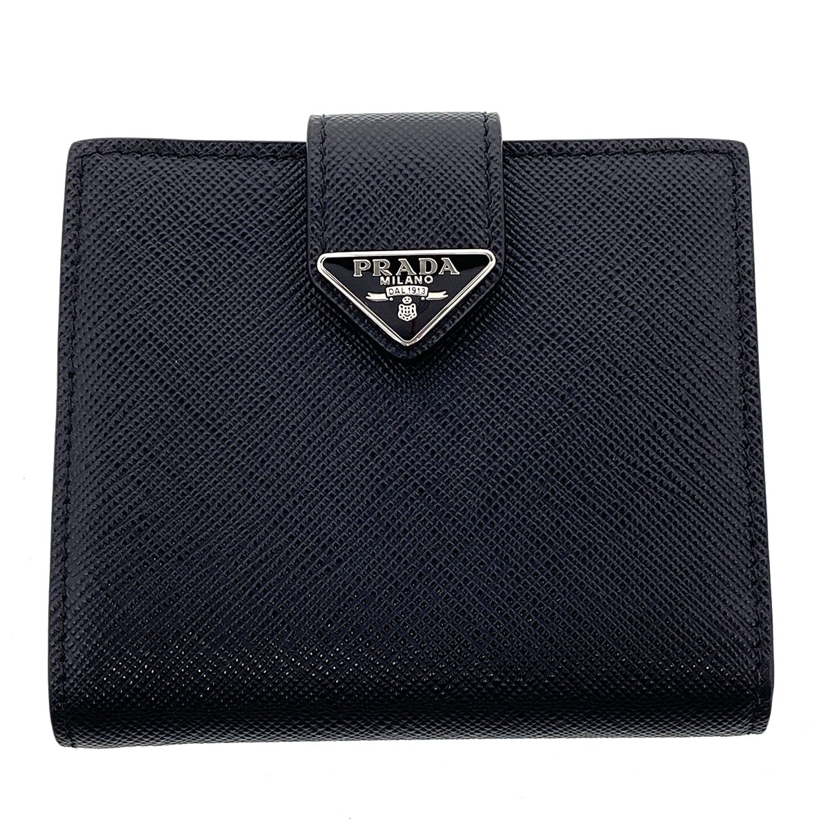 PRADA プラダ サフィアーノ タブ 二つ折り財布 2MO0008_2DYG レザー ブラック  レディース【中古】