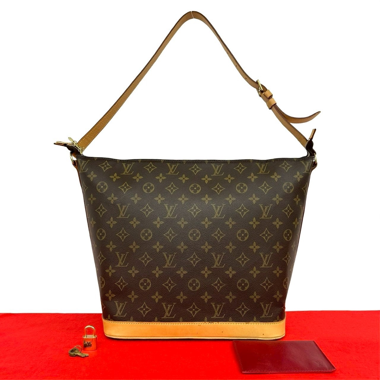 LOUIS VUITTON ルイヴィトン アムファースリー モノグラム レザー PVC ショルダーバッグ ブラウン
 2930b