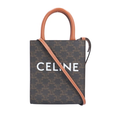 セリーヌ ミ二バーティカルカバ トリオンフ ショルダーバッグ コーティングキャンバス 194372 ブラウン レディース CELINE 中古