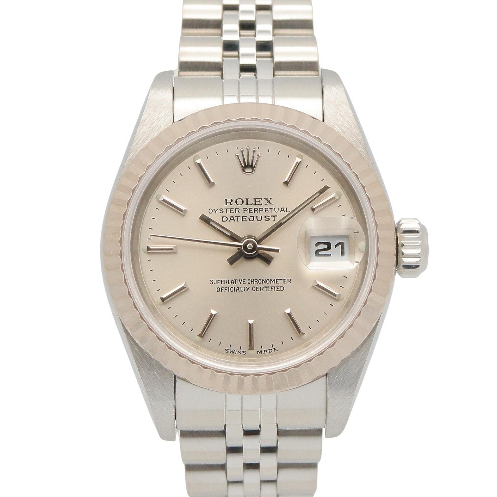 ロレックス ROLEX デイトジャスト Y番 シルバー バー 腕時計 時計 K18WG(ホワイトゴールド) ステンレススチール レディース シルバー系 79174 【中古】