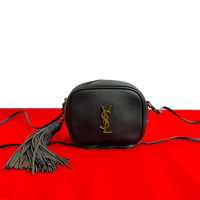 YVES SAINT LAURENT イヴ・サンローラン YSL ロゴ 金具 タッセル レザー ショルダーバッグ ブラウン
14276