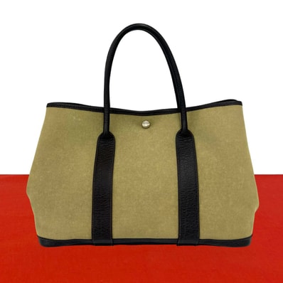 HERMES エルメス ガーデンパーティ PM トワルオフィシエ ブッフル トートバッグ カーキ
21616