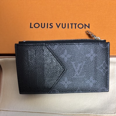 Louis Vuitton Coin Card Holder Monogram Eclipse Taiga "Noir"