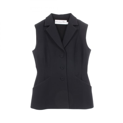 ディオール Dior ベスト ノースリーブ 衣料品 アウター ウール シルク レディース ブラック系 【中古】