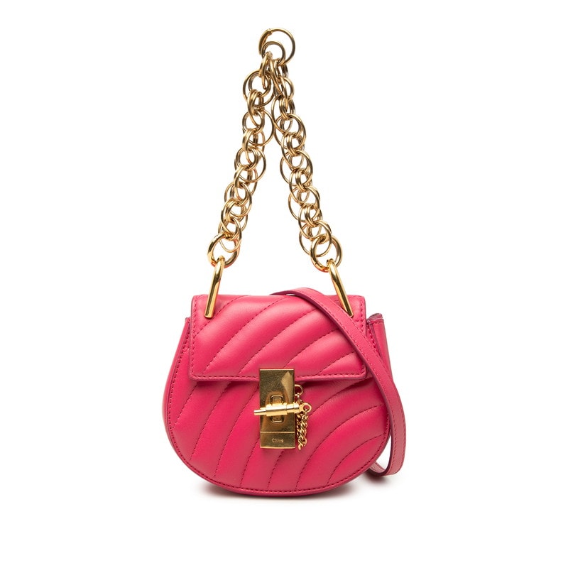 クロエ ドリュー ビジュー チェーン ハンドバッグ ショルダーバッグ 2WAY ピンク レザー レディース Chloe 中古