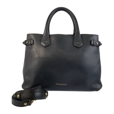 BURBERRY バーバリー ブラック 黒 マルチカラー ゴールド金具 レザー キャンバス/ トートバッグ ショルダーバッグ 2WAY 504785 【中古】