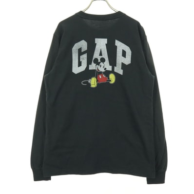 GAP ギャップ ディズニー Disney コラボ キャラクタープリント 長袖 Tシャツ XS ブラック ロンT