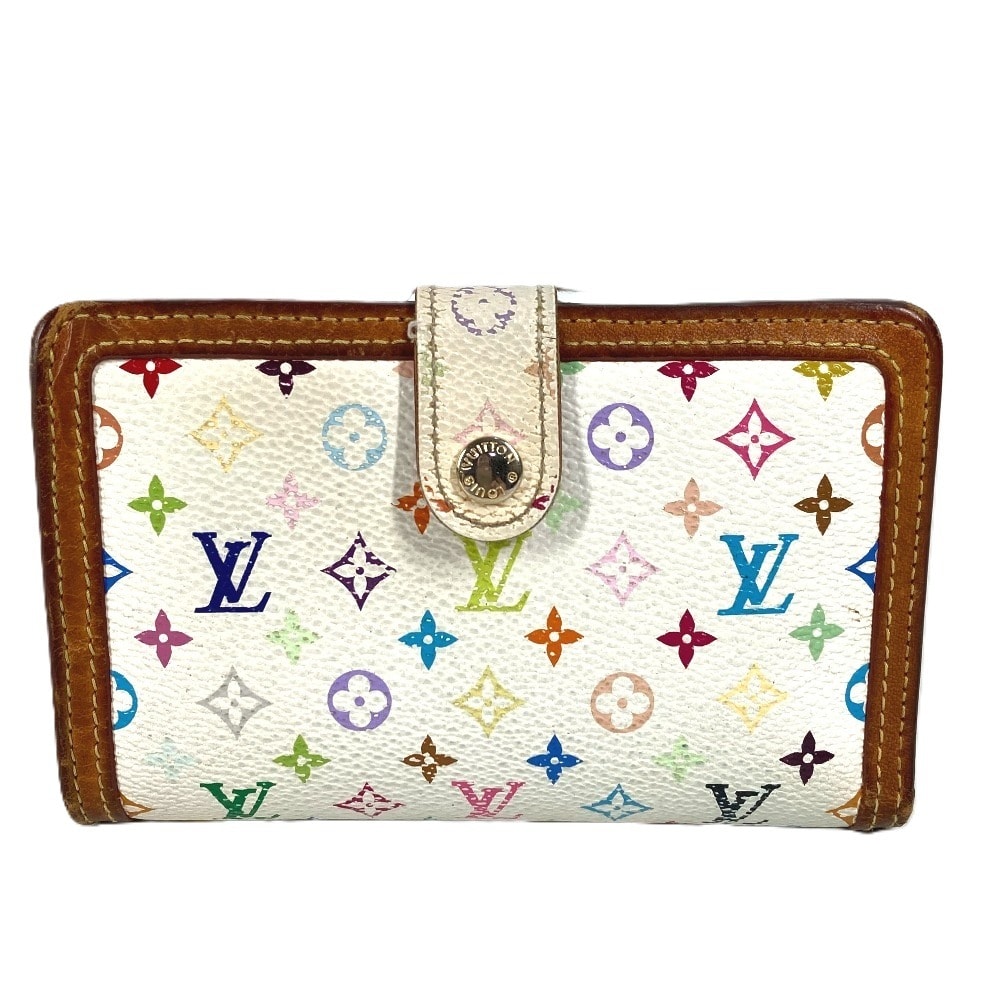 ルイヴィトン LOUIS VUITTON ポルトフォイユ ヴィエノワ M92987 モノグラムマルチカラー がま口 2つ折り財布 モノグラムマルチカラーキャンバス ブロン ホワイト