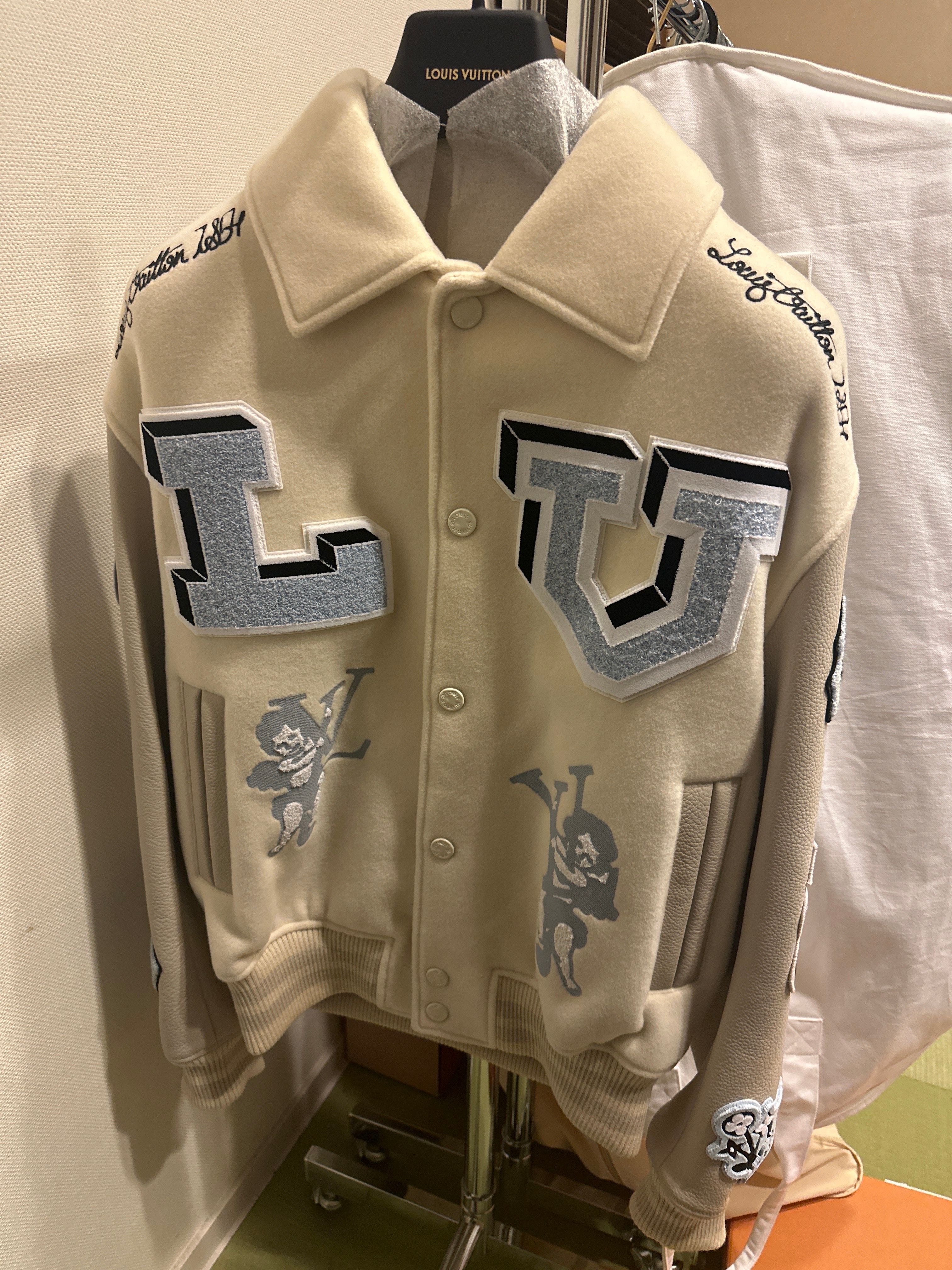 Louis Vuitton Multi Patch Mixed Leather Varsity Blouson Jacket "Blanc"