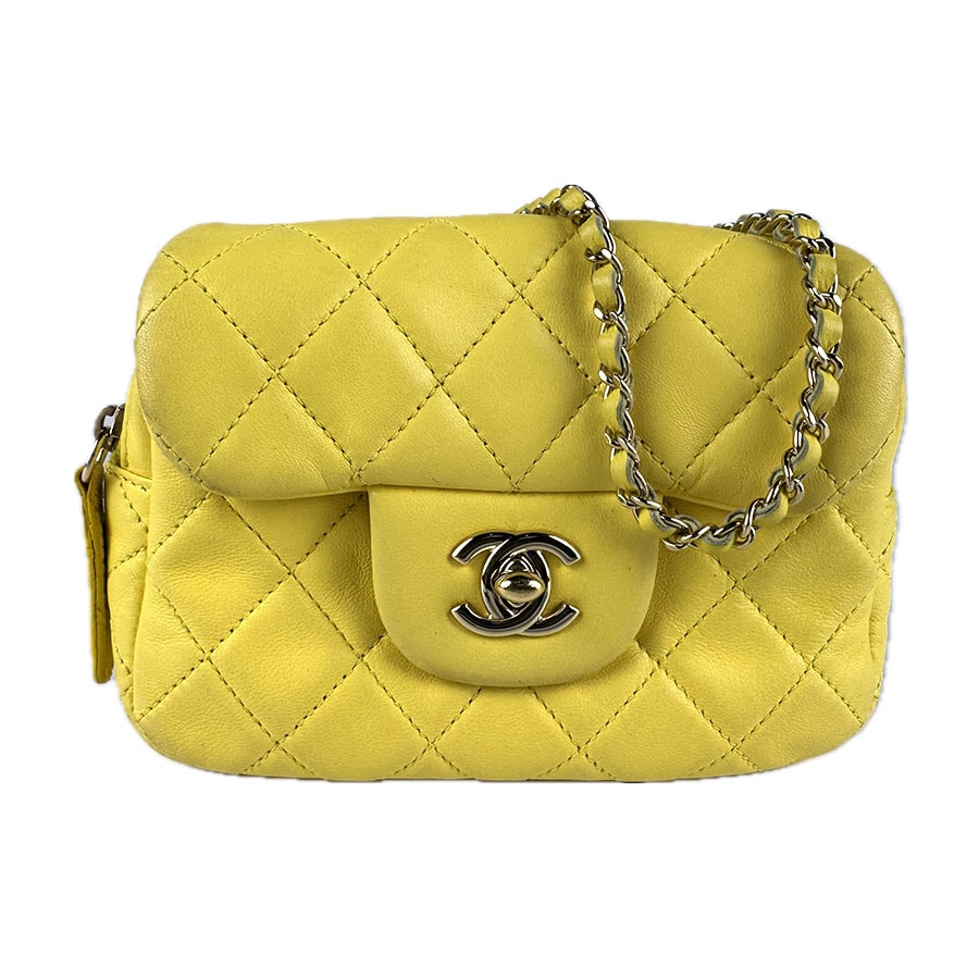 シャネル CHANEL ショルダーバッグ ラムスキン イエロー ゴールド レディース【中古】 z7876