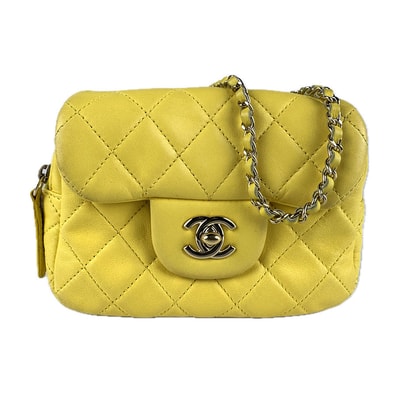 シャネル CHANEL ショルダーバッグ ラムスキン イエロー ゴールド レディース【中古】 z7876