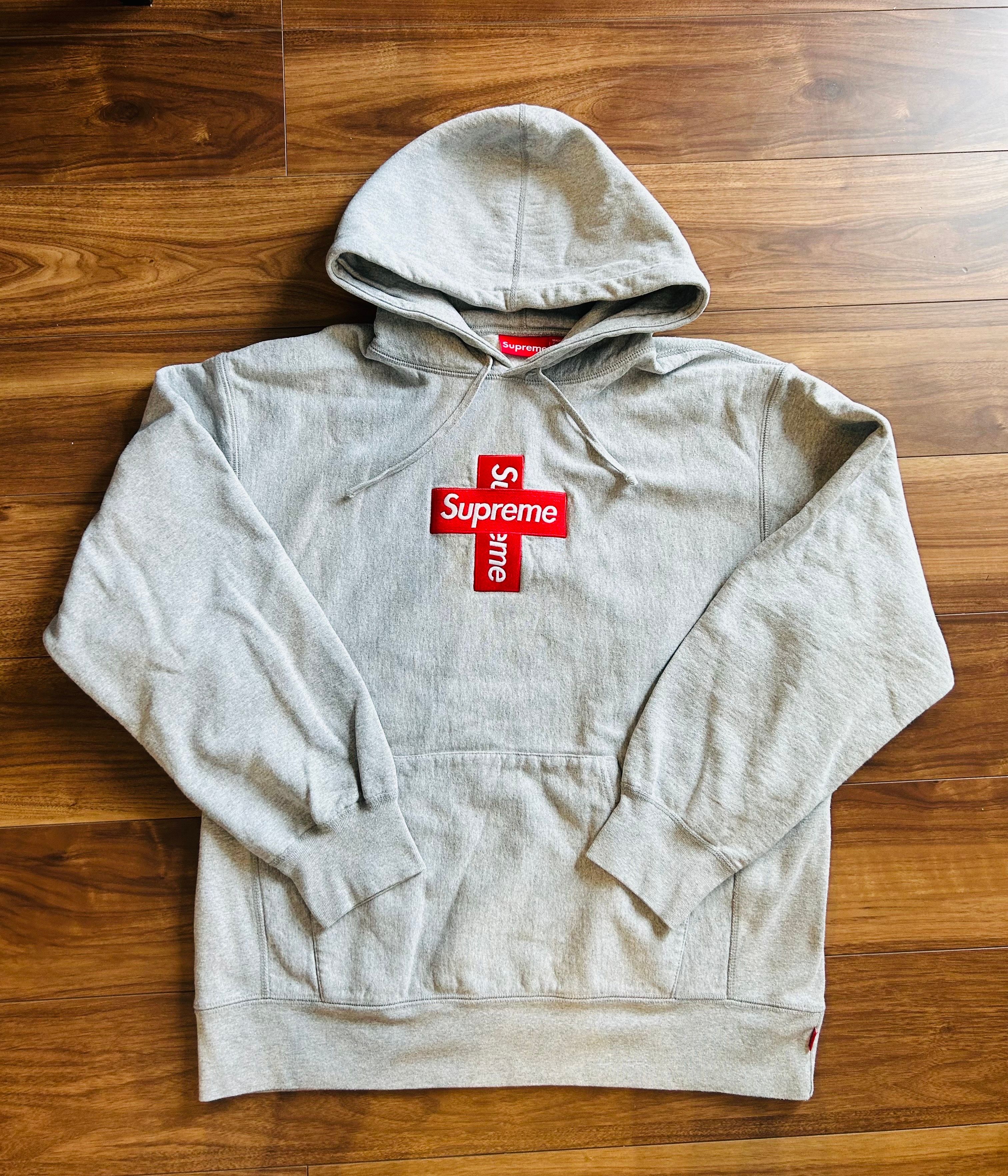 Supreme Cross Box Logo Hooded Sweatshirt "Grey"