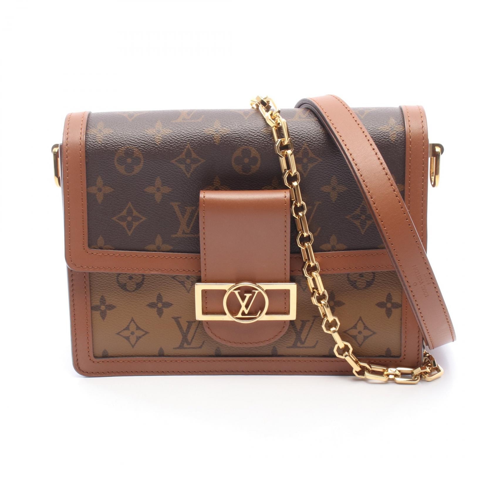 ルイ・ヴィトン LOUIS VUITTON ドーフィーヌMM ショルダーバッグ バッグ PVCコーティングキャンバス レザー モノグラム・リバース ベージュ レディース ブラウン系 / ベージュ系 M45958 【中古】