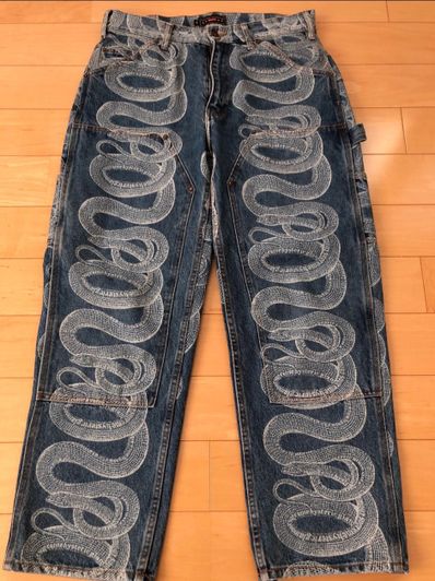 Supreme x HYSTERIC GLAMOUR Snake Double Knee Denim Painter Pant "Blue"