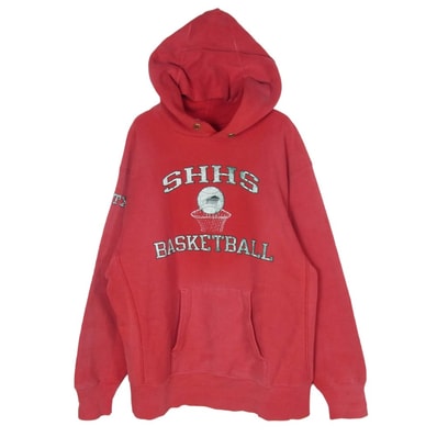 Champion チャンピオン パーカー 80s トリコタグ リバースウィーブ プリント スウェット パーカー レッド系 L【中古】