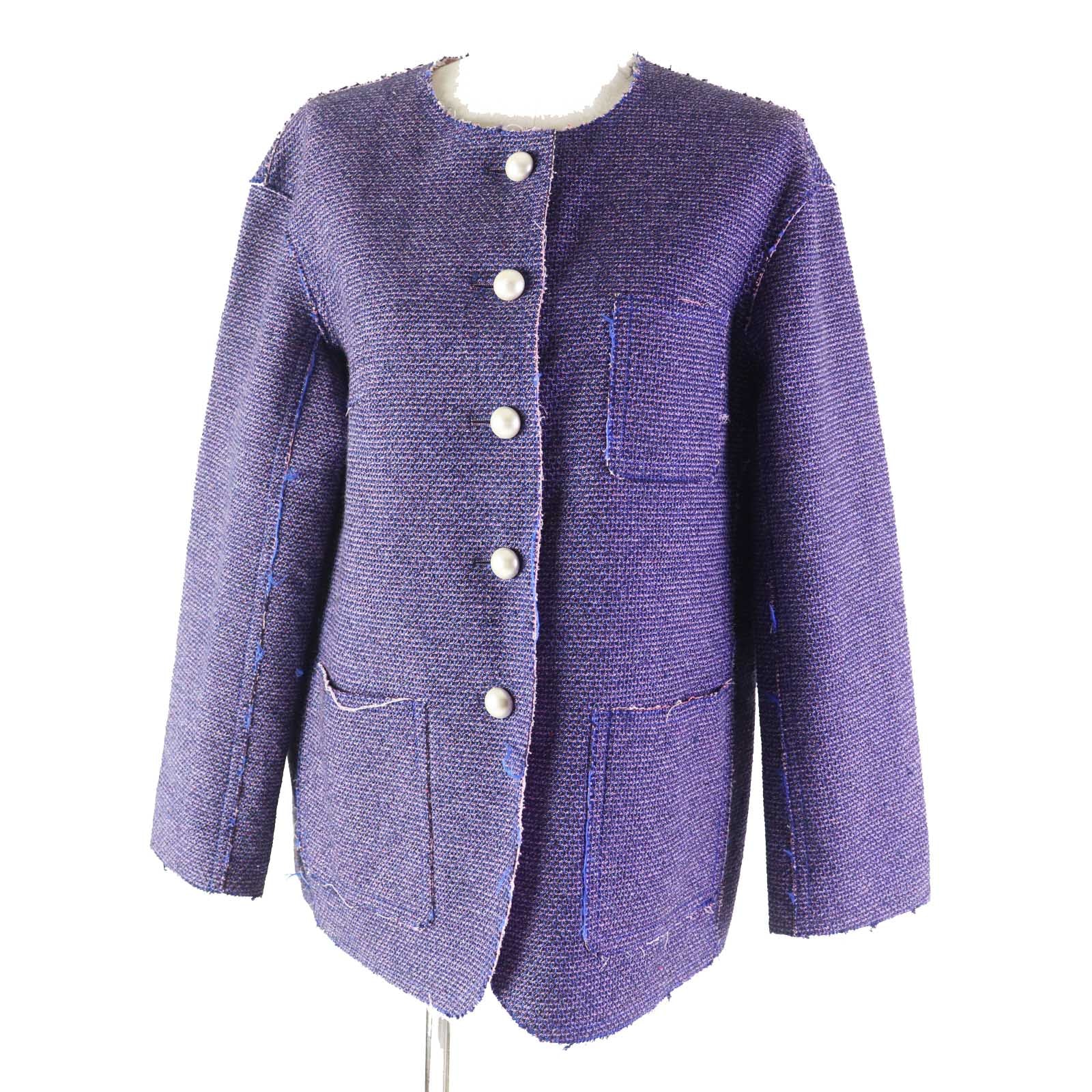 B (目立った傷や汚れなし)】美品 シャネル ジャケット ブルー ピンク B (目立った傷や汚れなし)】美品 シャネル ジャケット ブルー ピンク