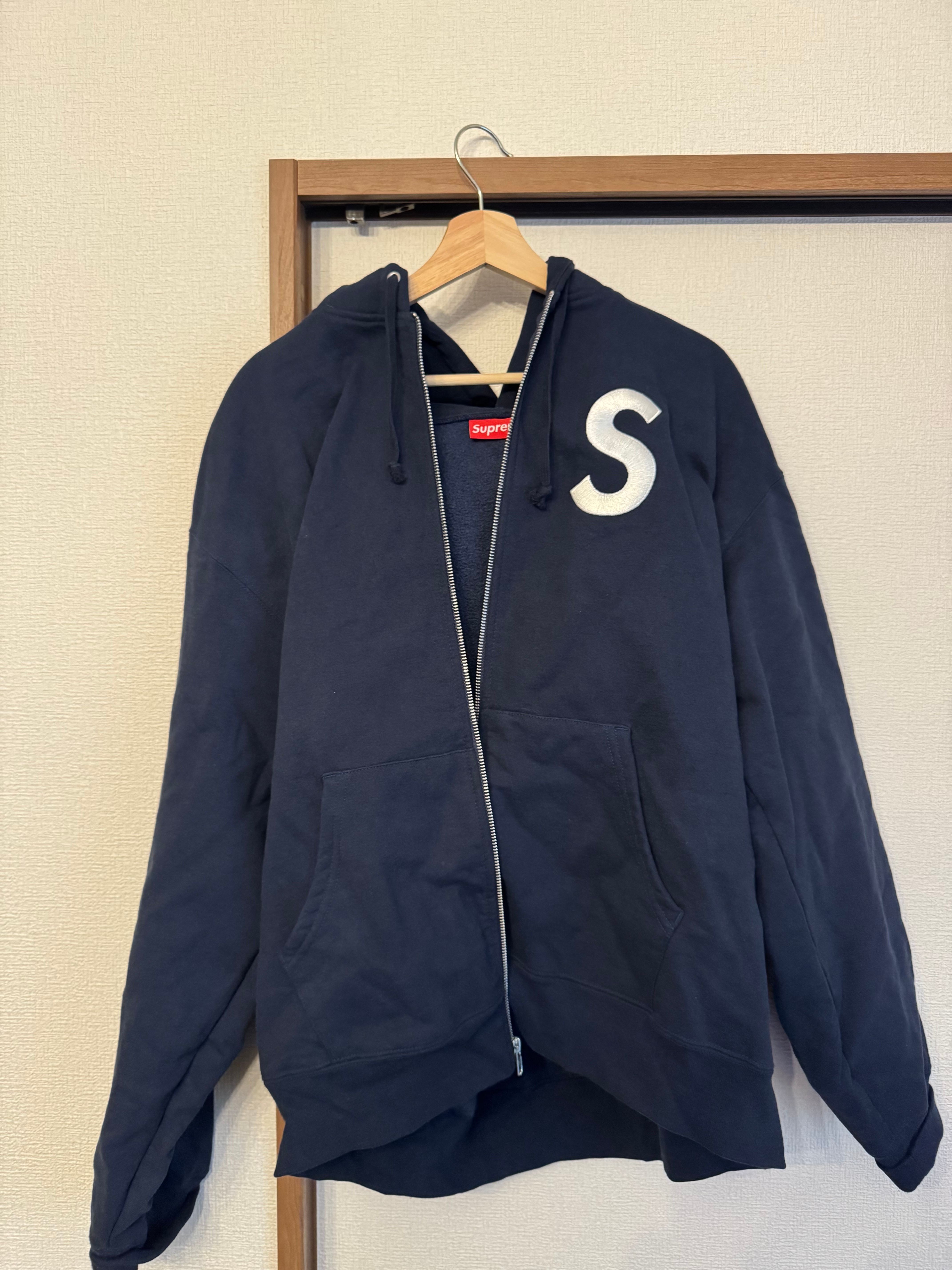 Supreme S Logo Zip Up Hooded Sweatshirt "Navy"