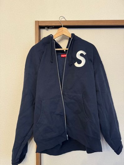 Supreme S Logo Zip Up Hooded Sweatshirt "Navy"