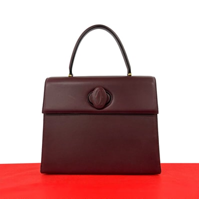 CARTIER カルティエ マストライン ロゴ レザー ハンドバッグ ワインレッド
29541