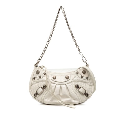 バレンシアガ ル カゴール ミニ XS ハンドバッグ チェーン ショルダーバッグ 2WAY 695814 ホワイト レザー レディース BALENCIAGA 中古